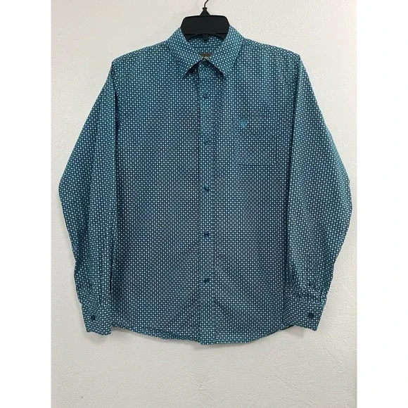 Boys Ariat Classic Dark Teal Button Down Size 14-16 100% Cotton - Picture 2 of 7